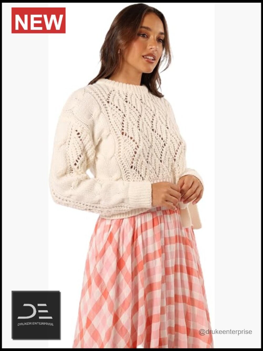 Slim Fit Cropped Pullover Sweater with Side Tie Acrylic Wool Blend